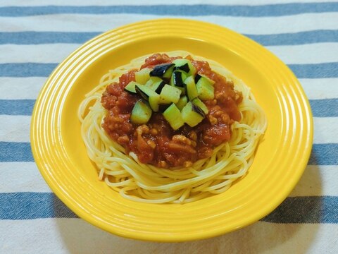 揚げなすのミートソースパスタ